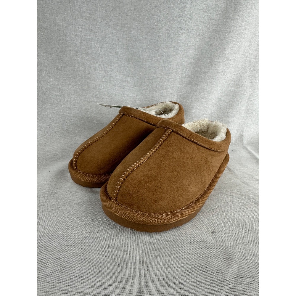 Cat & Jack Jude Brown Faux Suede Faux Fur Lined Slippers Kids Size 10 NEW